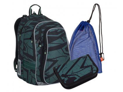 Školní batoh Topgal Zelený kámen LYNN 24018 SET MEDIUM