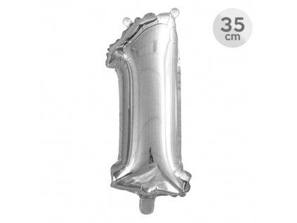 balon narozeninovy 35 cm cislo 1 stribrny