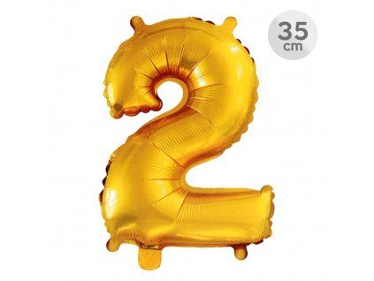 balon narozeninovy 35 cm cislo 2 zlaty