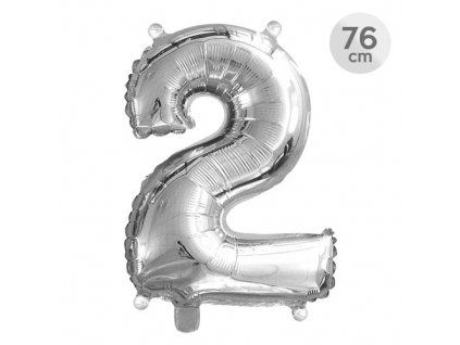 balon narozeninovy 76 cm cislo 2 stribrny
