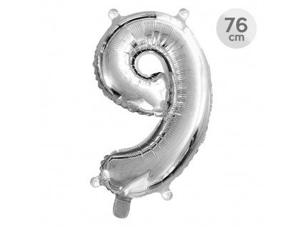 balon narozeninovy 76 cm cislo 9 stribrny