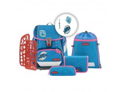 Školní aktovka/batoh 2IN1 PLUS pro prvňáčky – 6dílný set, Step by Step Dolphin Pippa