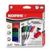 Popisovače na tabuli Kores Whiteboard set 4 barvy + magnetická houbička