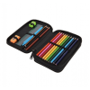 Školní penál 2 zipy CoolPack Jumper Daisy Black vybavený 1