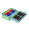 Vybavený školní penál Jumper Gradient Mojito – 3 zipy, 3 patra, kompletní výbava3